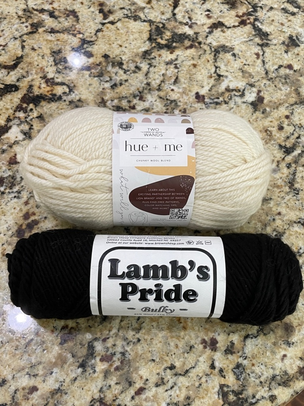 Two skein bundle: Lamb’s Pride Onyx and Two of Wands hue + me Salt